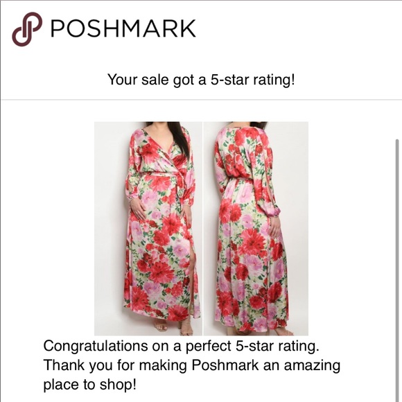 IVORY RED W/FLOWERS MAXI DRESS - Picture 7 of 7